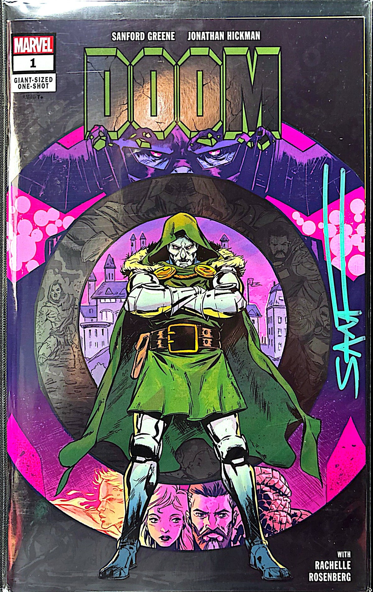 DOOM #1 WHATNOT SILVER FOIL SIGNED BY SANFORD GREENE WITH COA