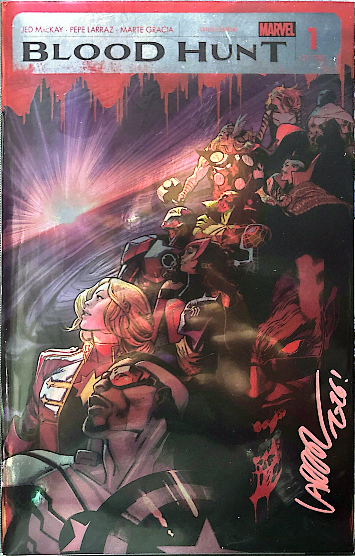 BLOOD HUNT #1 WHATNOT FOIL SIGNED BY PEPE LARRAZ WITH COA