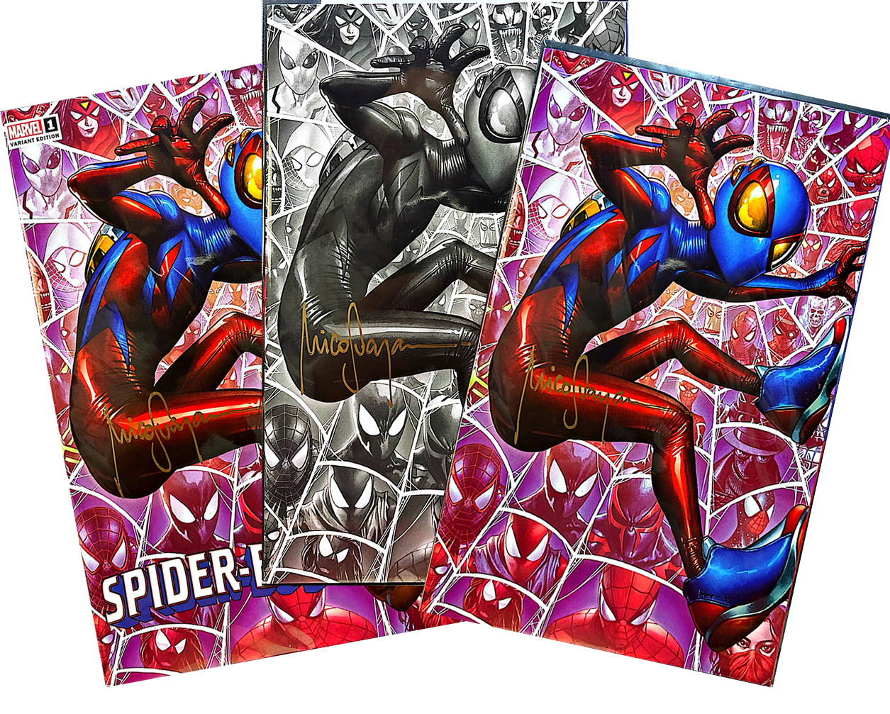 Spider-Boy #1 (SET) Trade, Virgin & LACC Virgin Sketch Ltd 600 Signed by Mico Suayan (Copy)