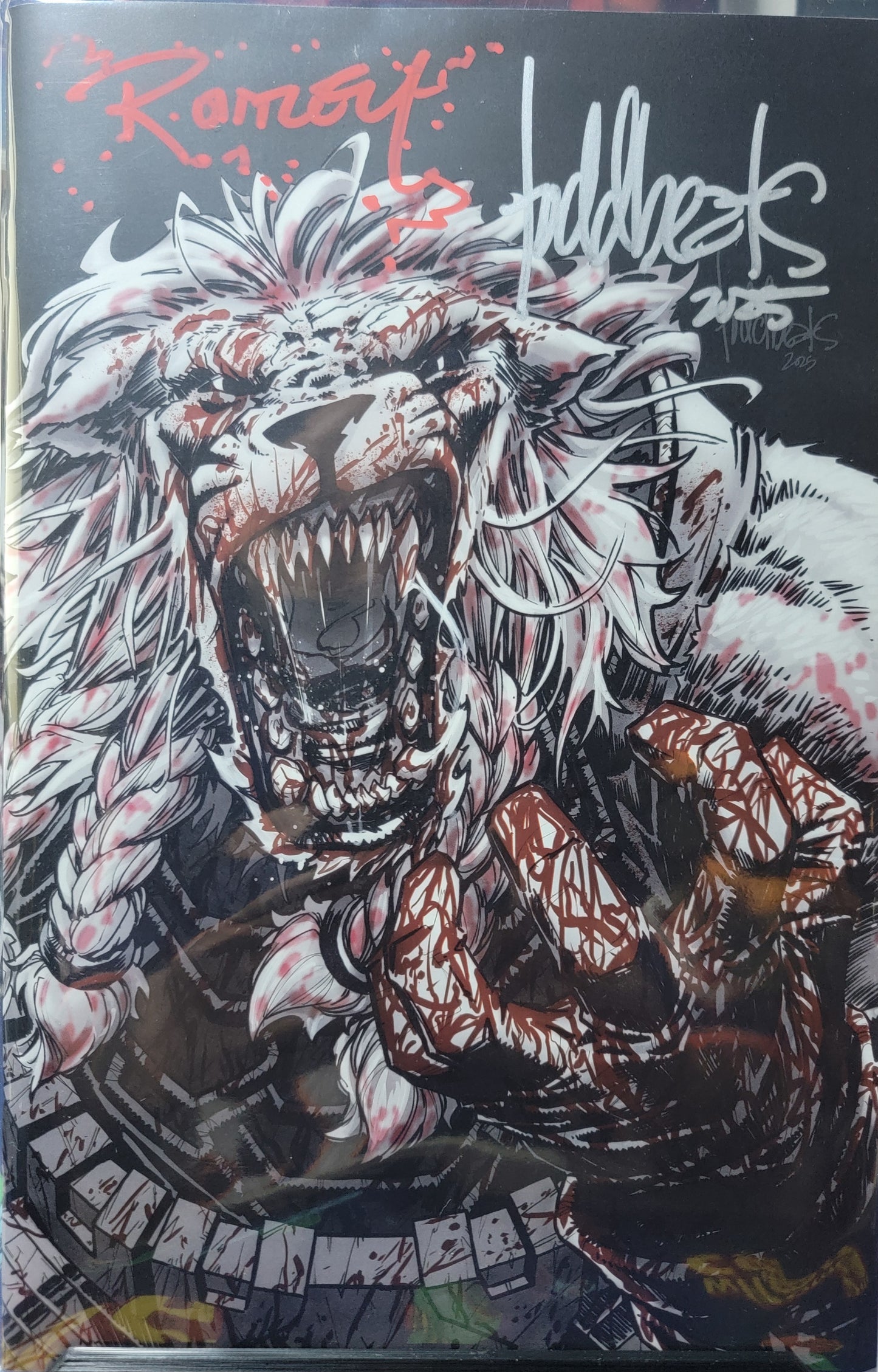BATTLE BEAST #1 2X SIGNED RYAN OTTLEY & TODD BEATS (OTTLEY SPLATTER / BEATS GRAY)