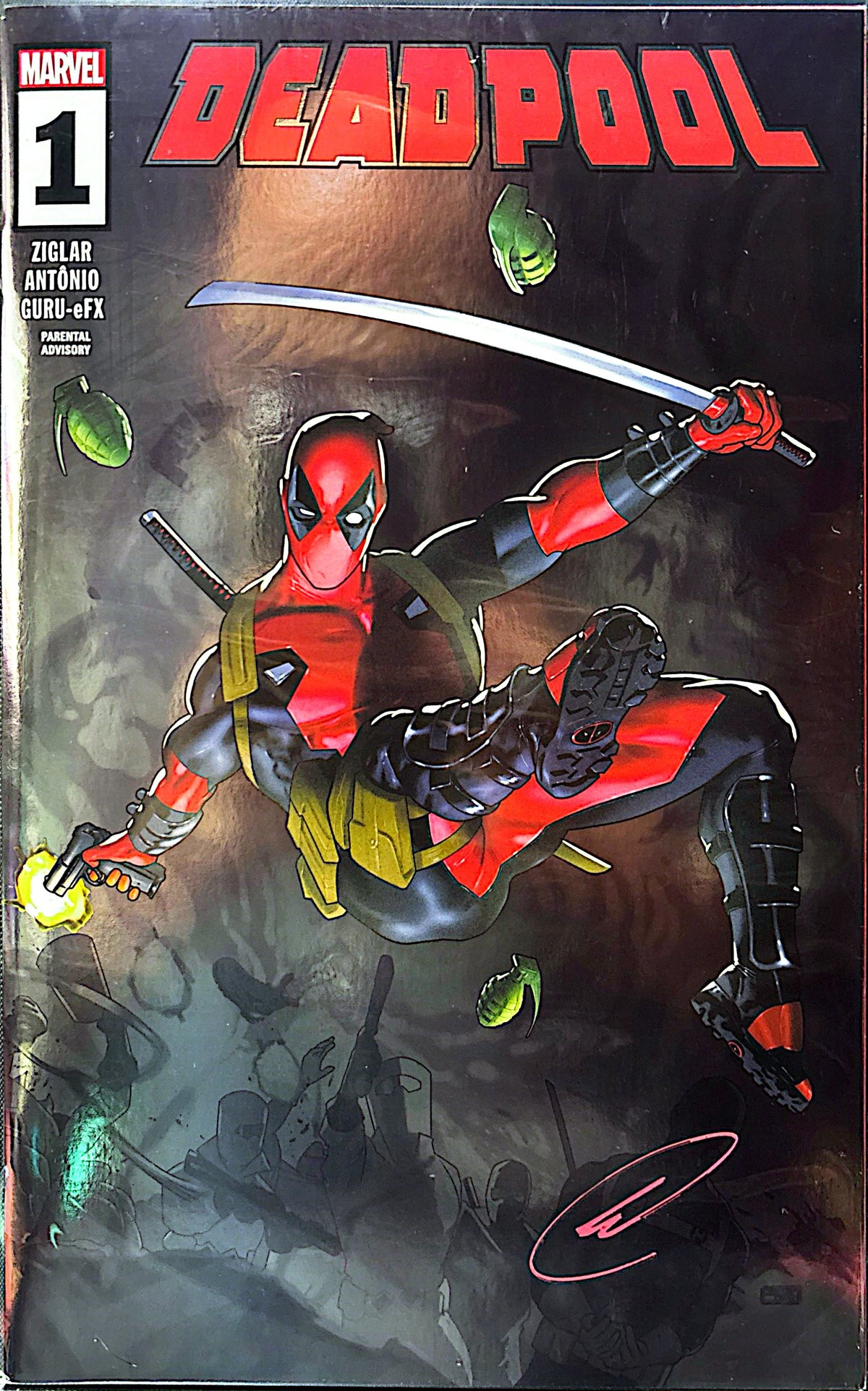 DEADPOOL #1 WHATNOT SILVER FOIL SIGNED BY TAURIN CLARKE WITH COA
