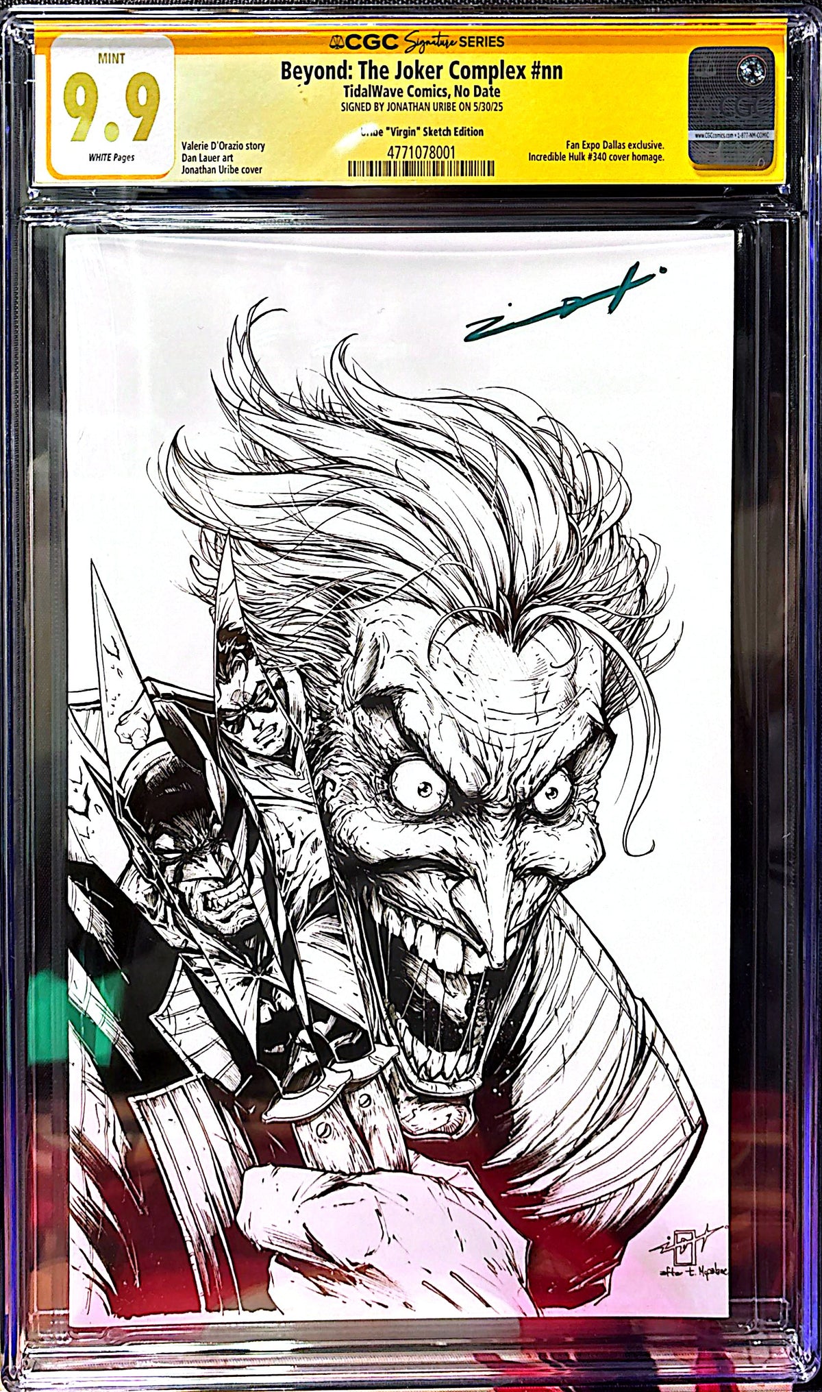 BEYOND: THE JOKER COMPLEX SS CGC 9.9 SIGNED BY JONATHAN URIBE COA 02/75