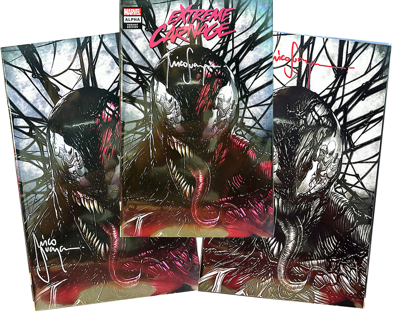 Extreme Carnage #1 (SET) Trade, Virgin, Virgin Sketch Signed by Mico Suayan