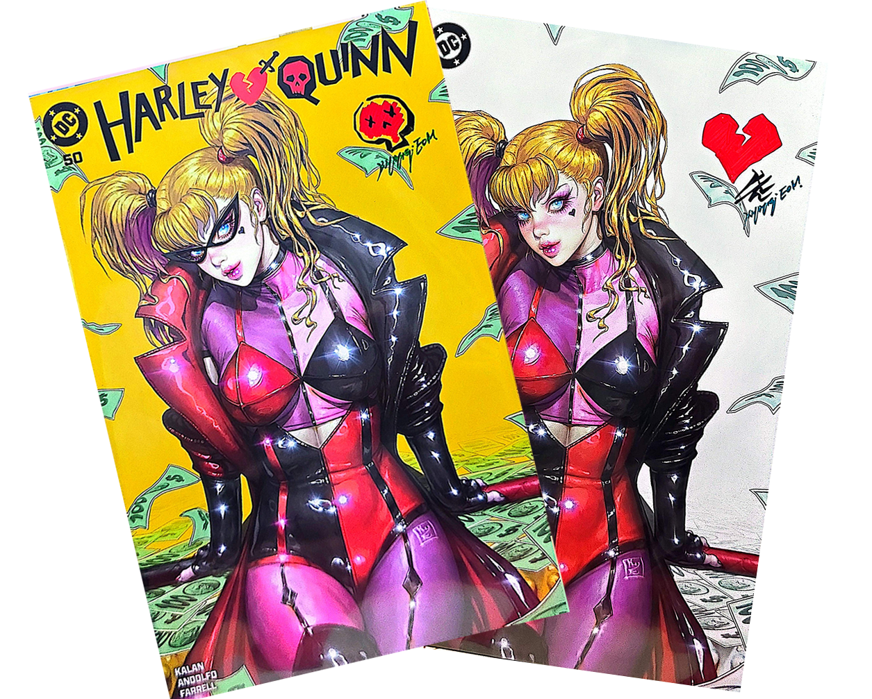 Harley Quinn #50 Trade & Virgin SET Signed by Kyuyong Eom