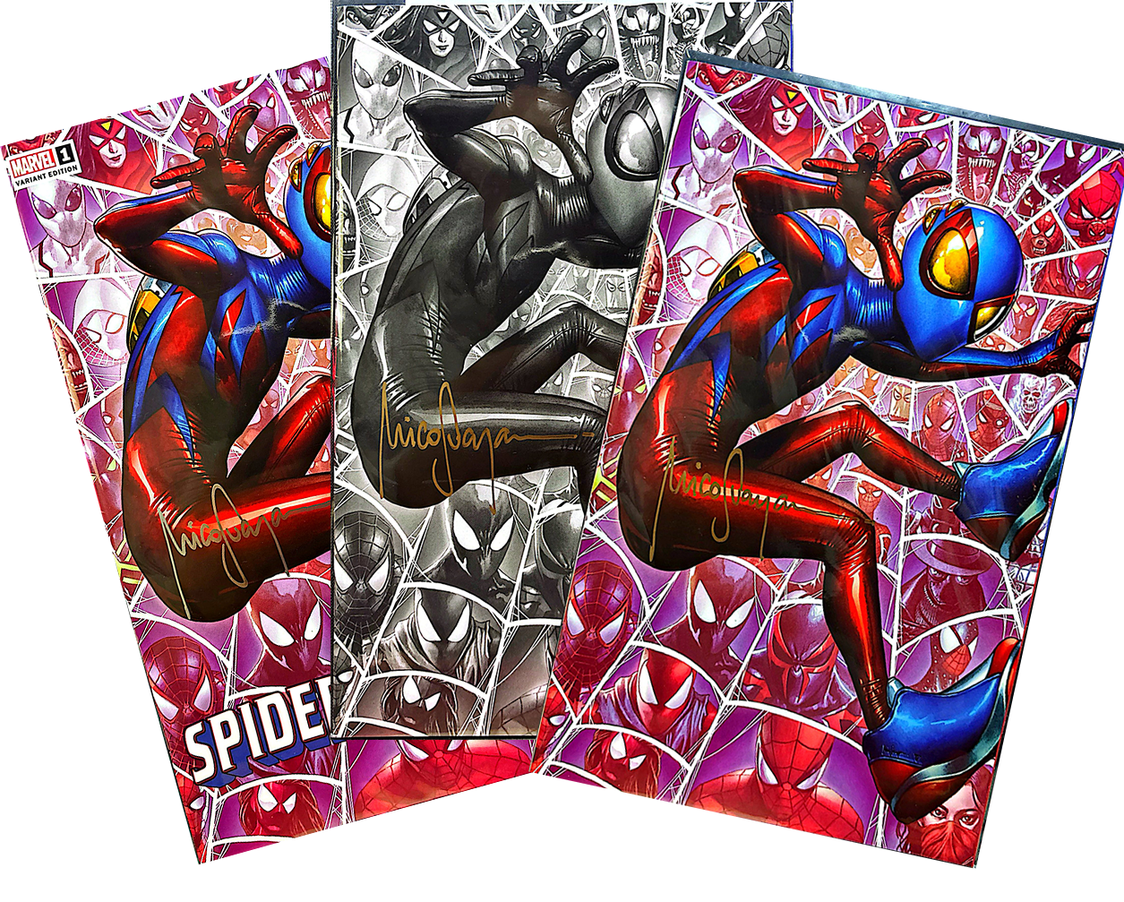 Spider-Boy #1 (SET) Trade, Virgin & LACC Virgin Sketch Ltd 600 Signed by Mico Suayan