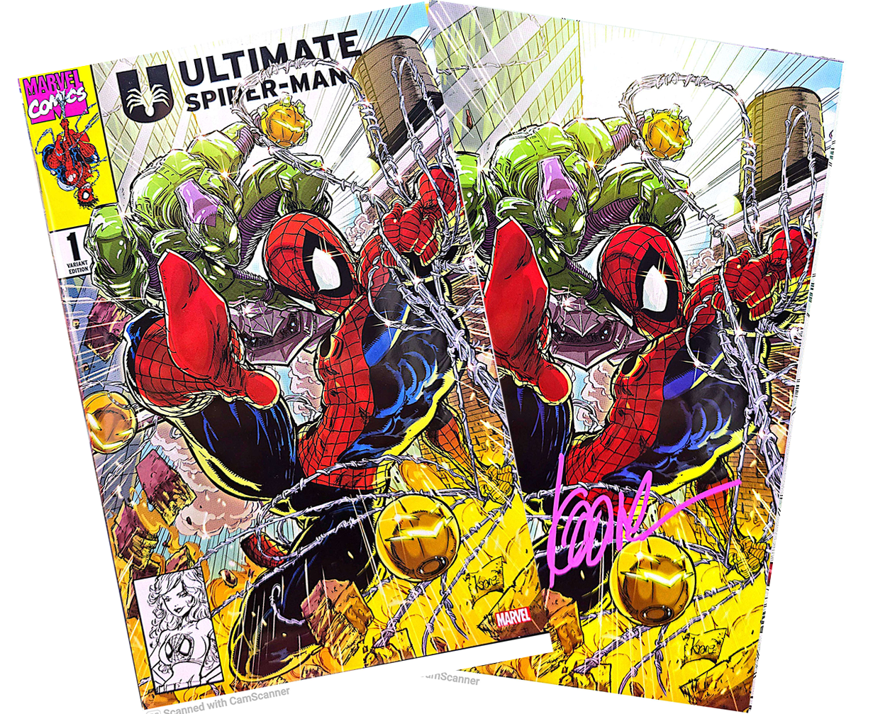 Ultimate Spider-Man #1 (SET) Trade not Signed / Virgin Signed in PINK by Kaare Andrews