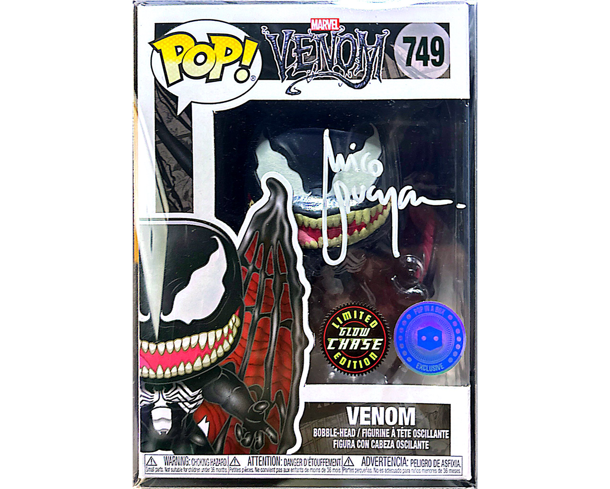 VENOM FUNKO POP 749 LIMITED GLOW IN THE DARK CHASE (SIGNED BY MICO SUAYAN)